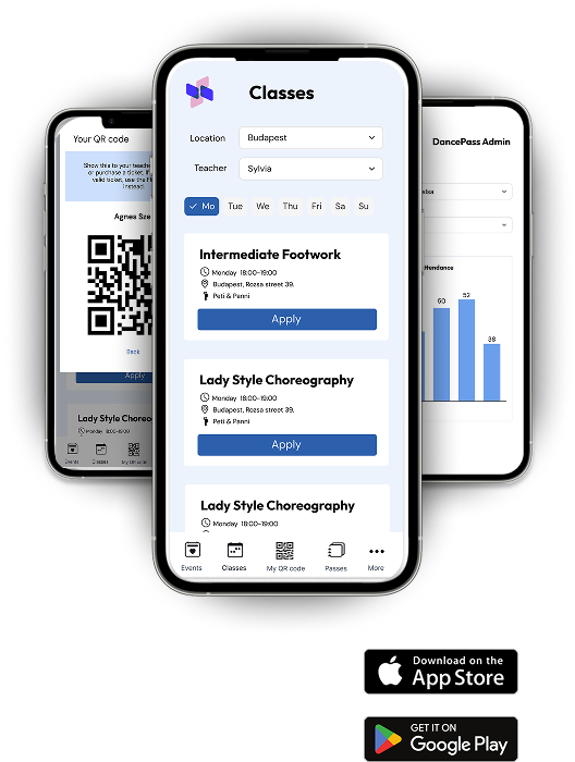 Screenshot of DancePass application homepage